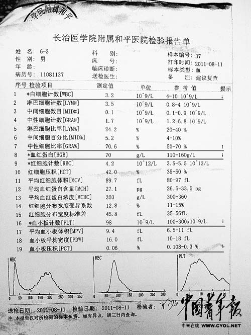 贫血病例单子图片高清图片